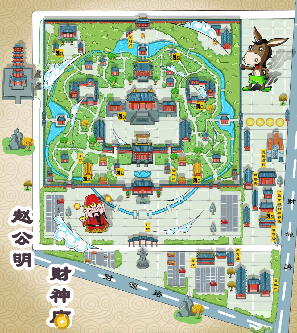 陆丰寺庙类手绘地图